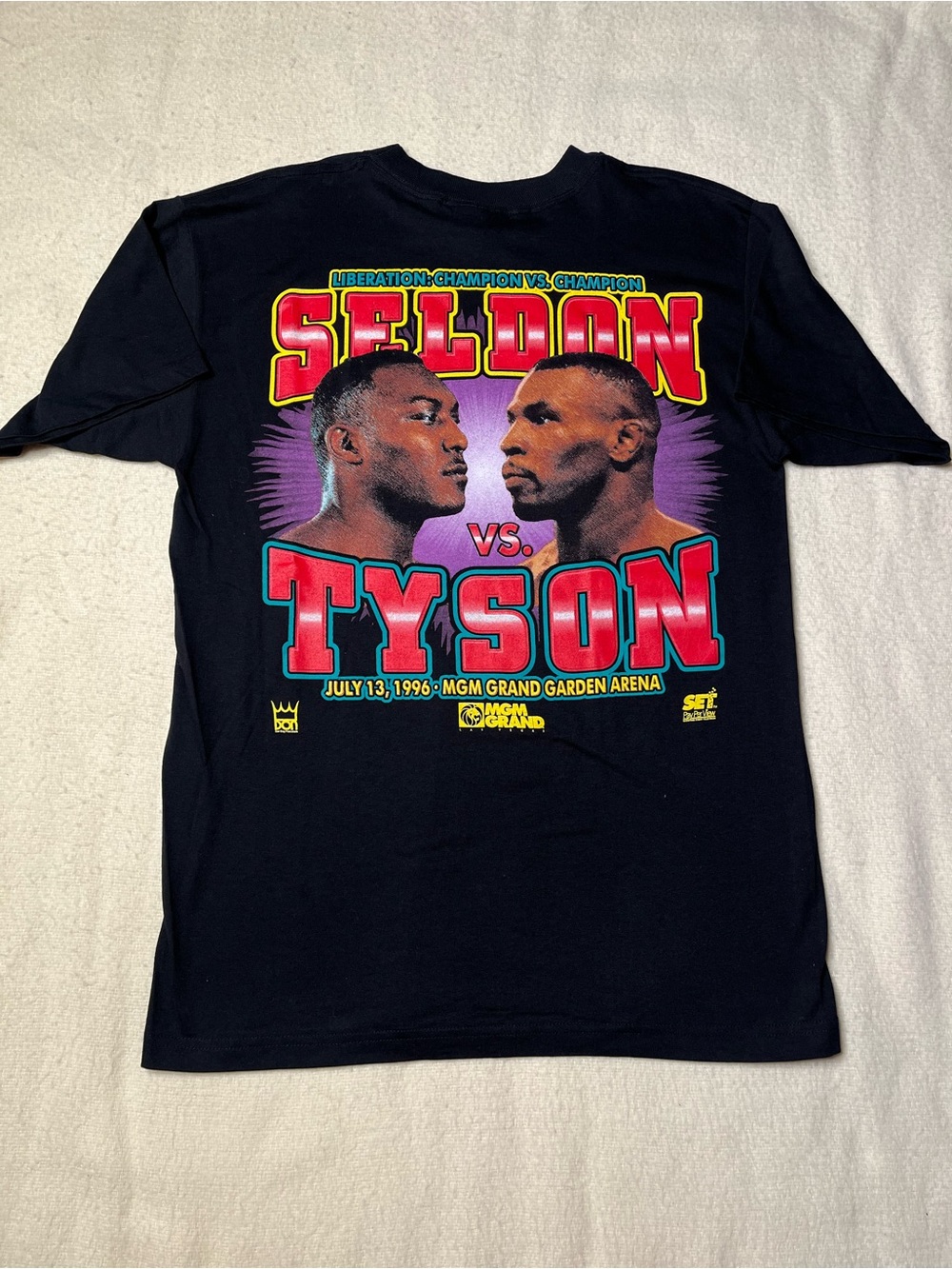 New Vintage 90s MGM Grand Mike Tyson Bruce Seldon 1996 Boxing T Shirt Mens L Vtg